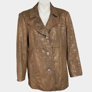 Vintage A La Carte Faux Suede & Metallic Jacket Size Large Brown/Pewter
